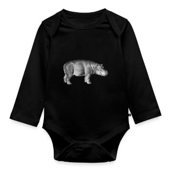 Nilpferd - Baby Bio-Langarm-Body - Schwarz - Vorne