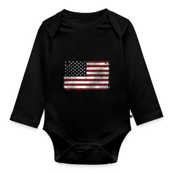 USA american flag banner - Flagge - Shirt - Organic Longsleeve Baby Bodysuit - black - Front