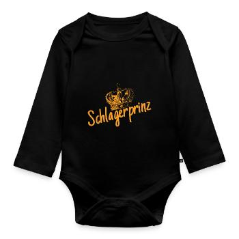Schlagerprinz Schlagerparty Schlagermusik Geschenk - Baby Bio-Langarm-Body - Schwarz - Vorne