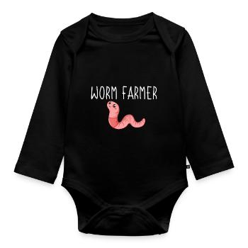 Worm Composting Compost Worm Worm Tea Gardener - Organic Longsleeve Baby Bodysuit - black - Front