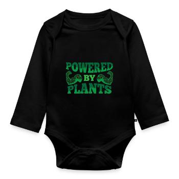 Powered by Plants Veganer Fitness Bodybuilding - Body Bébé bio manches longues - noir - Devant
