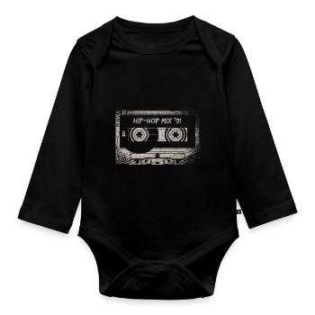 Vintage Alt Hip Hip Mixtape 91 Music Love - Organic Longsleeve Baby Bodysuit - black - Front