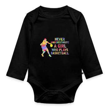 Athlètes colorés de filles de basket-ball - Body Bébé bio manches longues - noir - Devant