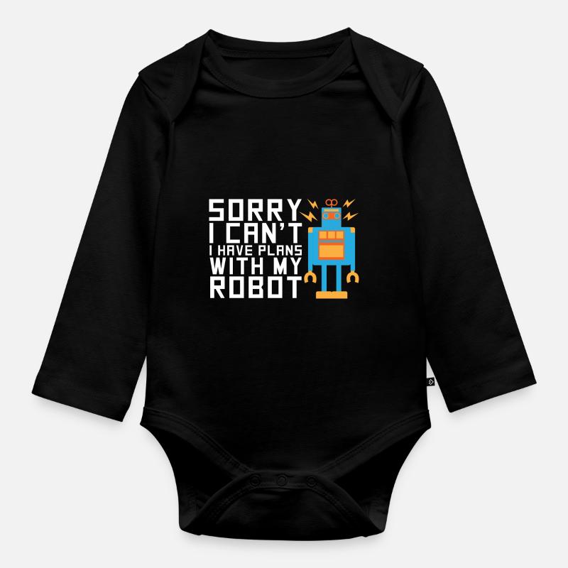 Robotique robotique robotique robotique - Body Bébé bio manches longues - noir