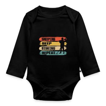 Sweeping Beep Digging Repeat Sondeln Sondler - Body Bébé bio manches longues - noir - Devant
