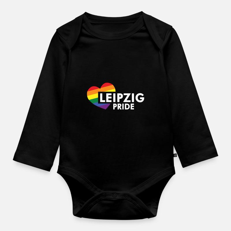 Leipzig Pride Rainbow (weiß) - Baby Bio-Langarm-Body - Schwarz