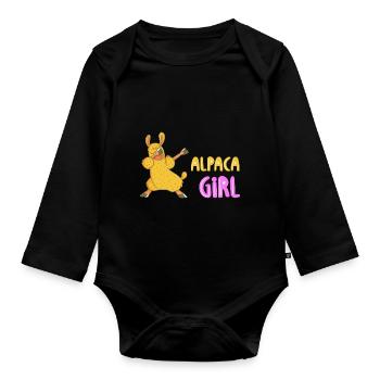 Alpaca Mädchen - Baby Bio-Langarm-Body - Schwarz - Vorne