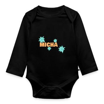 Edelweiß Micha - Baby Bio-Langarm-Body - Schwarz - Vorne