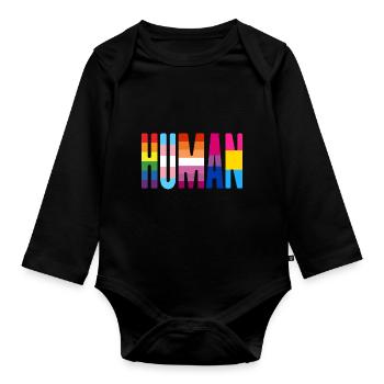 Human Pride Lgbtq Rainbow Transgender Bisexual Lov - Baby Bio-Langarm-Body - Schwarz - Vorne