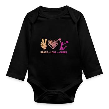 Peace Love Cheer Cheerleading Cheerdance Sports Tu - Baby Bio-Langarm-Body - Schwarz - Vorne
