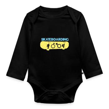 Skateboard Skateboard Skate Skater Skateboard - Body Bébé bio manches longues - noir - Devant