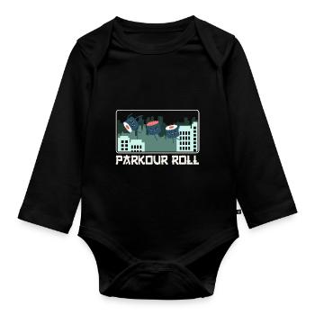 Parkour Freerunning Traceur - Baby Bio-Langarm-Body - Schwarz - Vorne