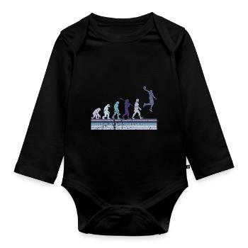 Basketball Sports Evolution for BBall Lovers Dunk - Organic Longsleeve Baby Bodysuit - black - Front