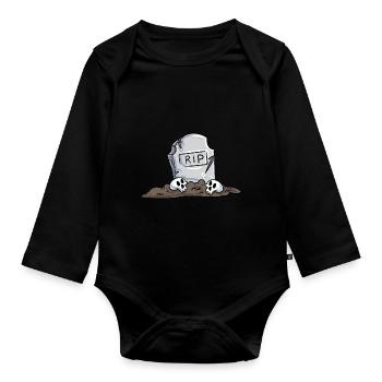 Grabstein - Baby Bio-Langarm-Body - Schwarz - Vorne