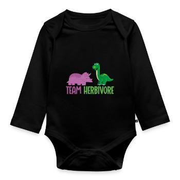 Team Herbivore Vegane Vegetarische - Baby Bio-Langarm-Body - Schwarz - Vorne
