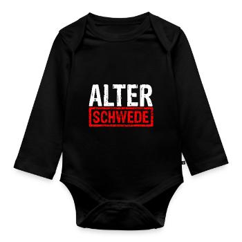 Alter Schwede Lustiger Ausdruck Design Spruch für - Baby Bio-Langarm-Body - Schwarz - Vorne