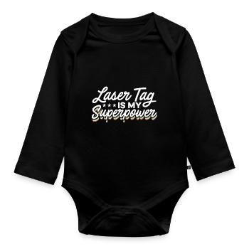 Lasertag Is My Superpower Lasertag Player Lasertag - Baby Bio-Langarm-Body - Schwarz - Vorne