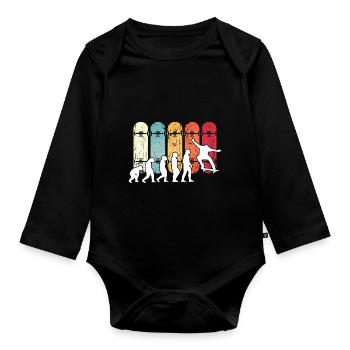Evolution Skateboarding Skate Retro Streetwear - Organic Longsleeve Baby Bodysuit - black - Front