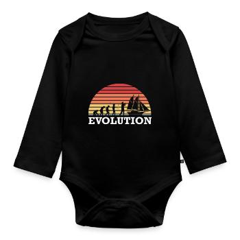 Segeln Evolution Segler Vintage Segelschiff - Baby Bio-Langarm-Body - Schwarz - Vorne