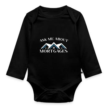 Fragen Sie mich über Hypotheken Haus Immobilienmak - Baby Bio-Langarm-Body - Schwarz - Vorne