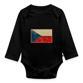 Retro République tchèque - Body Bébé bio manches longues - noir - Devant