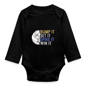 Joueur de volley-ball Bump It Set It Spike It Win It S - Body Bébé bio manches longues - noir - Devant
