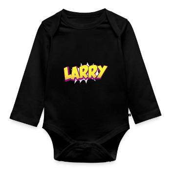 Larry Benutzerdefinierter Name Comic-Stil Pop-Art, Larry - Baby Bio-Langarm-Body - Schwarz - Vorne