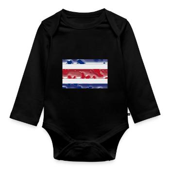 Land für Rica Costa Flagge - Baby Bio-Langarm-Body - Schwarz - Vorne