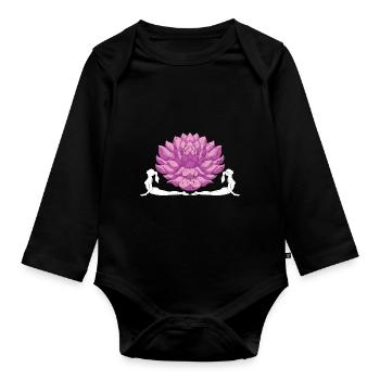 Lotus Blossom Zen Yogi Bouddhiste Cadeau Yoga - Body Bébé bio manches longues - noir - Devant