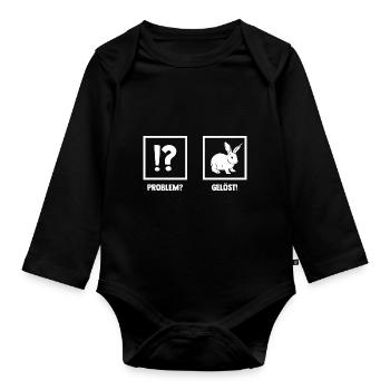 Kaninchen Hase - Baby Bio-Langarm-Body - Schwarz - Vorne