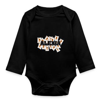 Geschenk für Alexia - Baby Bio-Langarm-Body - Schwarz - Vorne