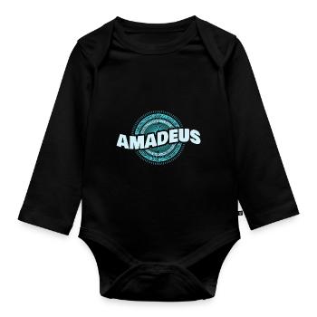 Amadeus als Geschenkidee - Baby Bio-Langarm-Body - Schwarz - Vorne