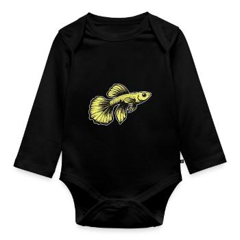 Yellow Guppy - Aquariums Fish Design - Organic Longsleeve Baby Bodysuit - black - Front