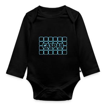 Caspar as a man's name - Organic Longsleeve Baby Bodysuit - black - Front