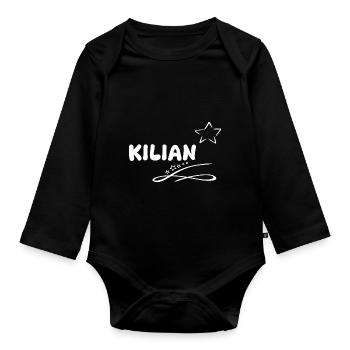 Cadeau Kilian - Body Bébé bio manches longues - noir - Devant