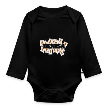 Geschenk für Denisa - Baby Bio-Langarm-Body - Schwarz - Vorne