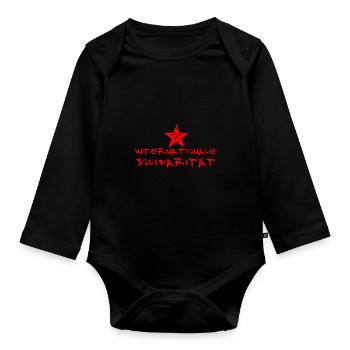 SOLIDARITÉ INTERNATIONALE STAR ROUGE GAUCHE - Body Bébé bio manches longues - noir - Devant