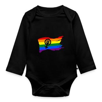 Féministe Émancipation Mouvement des femmes - Body Bébé bio manches longues - noir - Devant