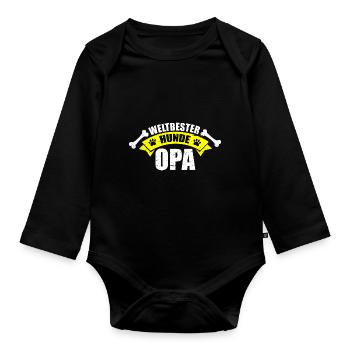 Weltbester Hunde Opa Hund Großvater Hundehalter - Baby Bio-Langarm-Body - Schwarz - Vorne