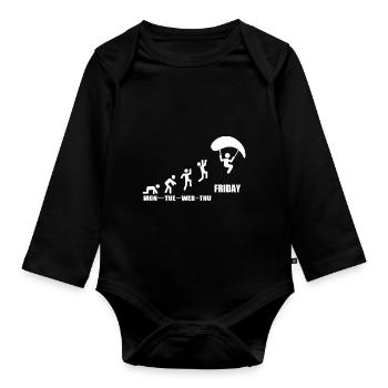 Paragliding Gleitschirmflieger Pilot Wochenplanung - Baby Bio-Langarm-Body - Schwarz - Vorne