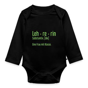 Lehrerin Lehrerinnen Schule Pädagogin Unterricht - Baby Bio-Langarm-Body - Schwarz - Vorne