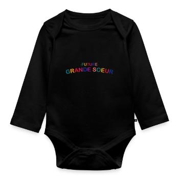 20 - Futur grande soeur copie.png - Body Bébé bio manches longues - noir - Devant