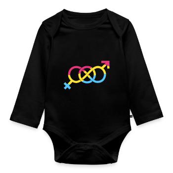 Pansexueller Stolz Unendlichkeitssymbol LGBTQ - Baby Bio-Langarm-Body - Schwarz - Vorne