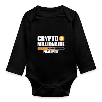 Crypto Investor Blockchain Bitcoin Geschenke - Baby Bio-Langarm-Body - Schwarz - Vorne