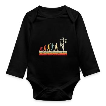Elektriker Human Evolution Vintage Lineman - Baby Bio-Langarm-Body - Schwarz - Vorne
