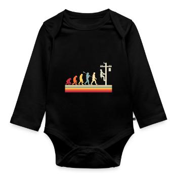 Elektriker Human Evolution Vintage Lineman - Baby Bio-Langarm-Body - Schwarz - Vorne