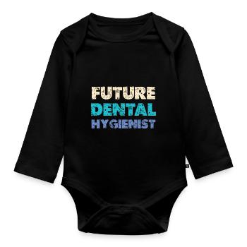 Future dental hygienist lover Dentalas - Organic Longsleeve Baby Bodysuit - black - Front