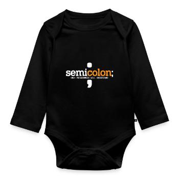 Semicolon Only Programmers Will Understand Coder N - Baby Bio-Langarm-Body - Schwarz - Vorne