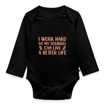 Eichhörnchen - Baby Bio-Langarm-Body - Schwarz - Vorne