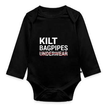 Kilt Dudelsack Unterwäsche Schottische Checkliste - Baby Bio-Langarm-Body - Schwarz - Vorne